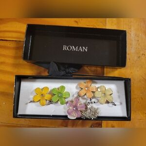 interchangeable flower charm necklace yellow, peach, pink, purple, green